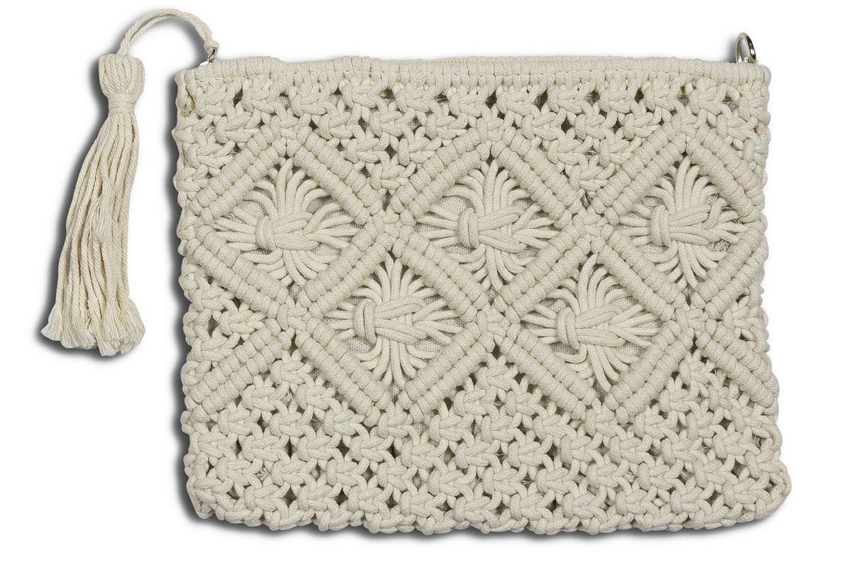 ERIN White 8x10" Macramé Bag