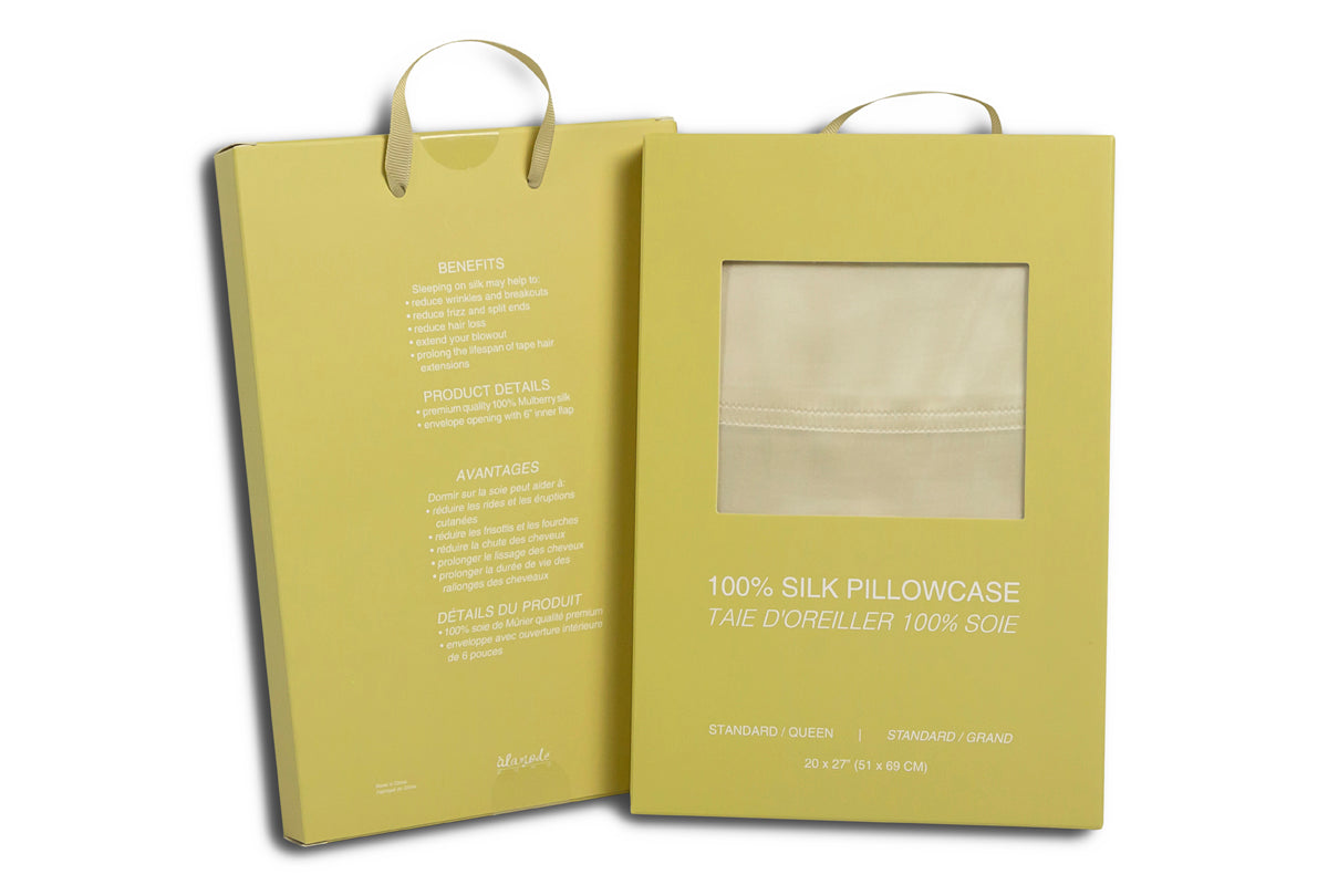 FAIRMILE SILK Ivory Pillowcase Standard Size 20x27" (no insert included)