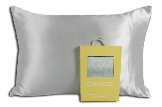 FAIRMILE SILK Silver Pillowcase Standard Size 20x27" (no insert included)