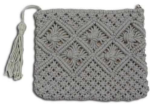ERIN Grey 8x10" Macramé Bag