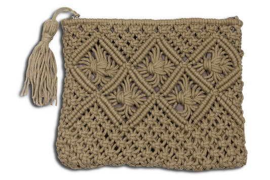 ERIN Taupe 8x10" Macramé Bag