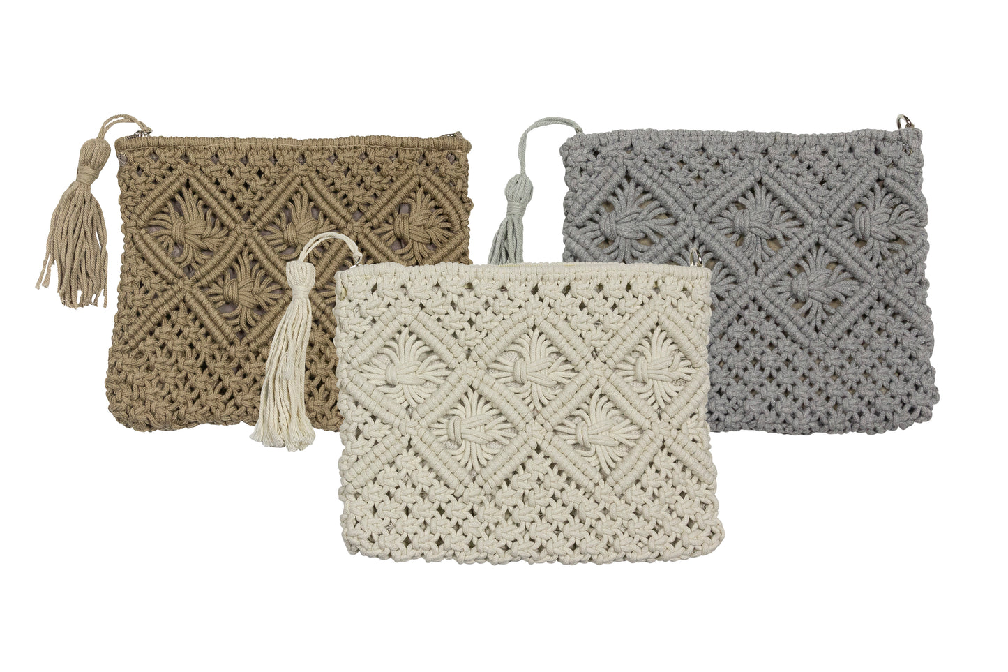 ERIN White 8x10" Macramé Bag