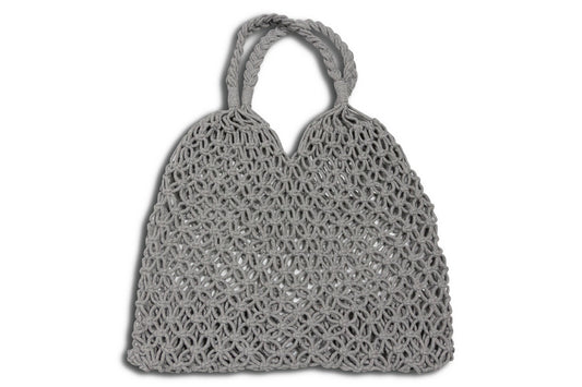 LINDSAY Grey 13x18" Macramé Bag